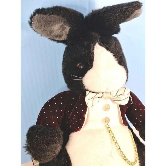 Applause VTG 1986 AFTER EIGHT Rabbit Plush Stuffed Animal Toy Tuxedo Bow Chain - Picture 2 of 12